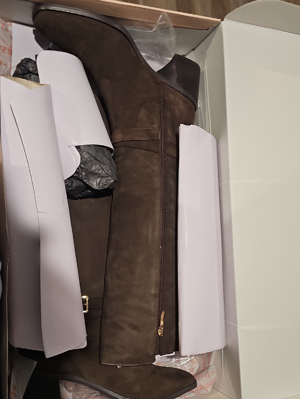 Easy Spirit Dark Brown Suede Knee High Boots with Buckle. Ladies Size 9 - Picture 11 of 12